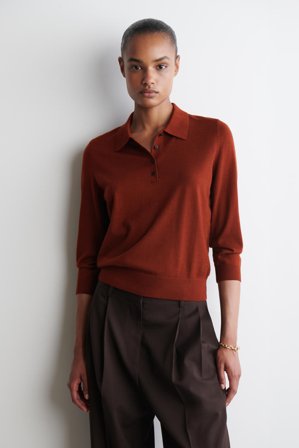 COS Women's Merino Wool Polo Jumper in Red
