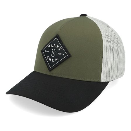 Salty Crew - Grønn trucker Caps - Sea Line Retro Olive/Black/Stone A-Frame Trucker @ Hatstore