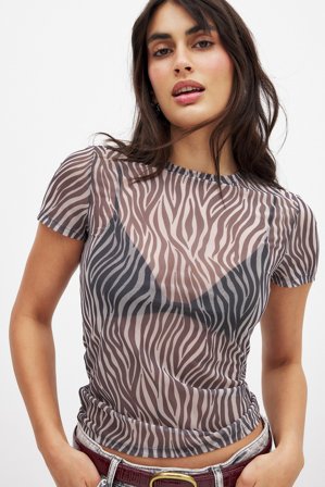 NA-KD - Meshtopp - Fest-topper - Flerfarget - XS