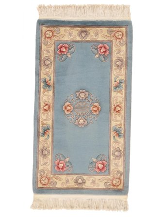 Handgeknüpft China 90 Line Teppich 69X122 Braun/Dunkelgrau
