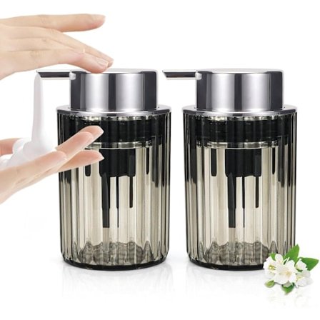 2-pak skummende sæbepumpe - Gennemsigtig akryl skumsæbepumpe til badeværelse, moderne genopfyldelig Clear_paris