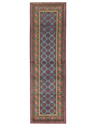 Käsinsolmittu Afghan Fine Matot 86X289 Ruskea/Tummanpunainen