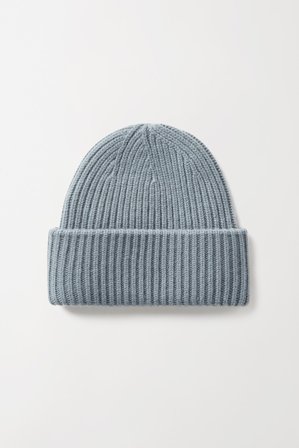 Soft Goat - Ribbed Beanie - Cashmere beanie - One Size - Pigeon Blue