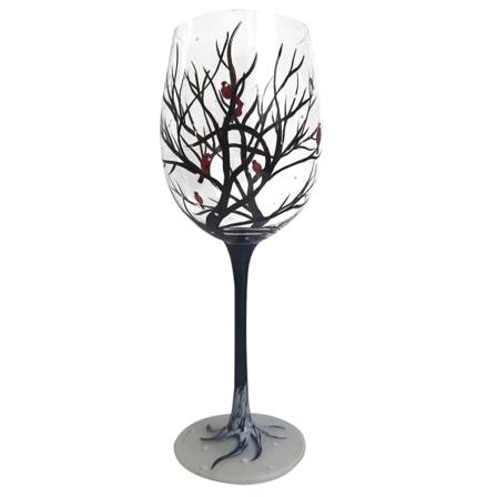 Fire Sæsoner Træ Vin Glas Forår Sommer Vinter Efterår Sæt Af Fire Håndmalet Kunst Unik Bryllup Jubilæum Fødselsdag Gave