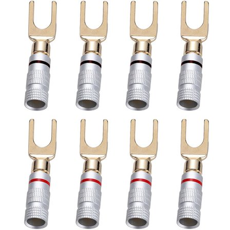 8 kpl 24K kultaa Y-liitin U-haarukka banaaniliitin 45 asteen ruuvi S DXGHC