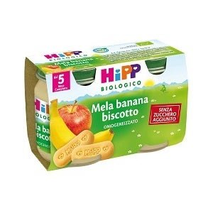 Hipp Bio Omogeneizzato Mela Banana Biscotto 5m+ 2x125g