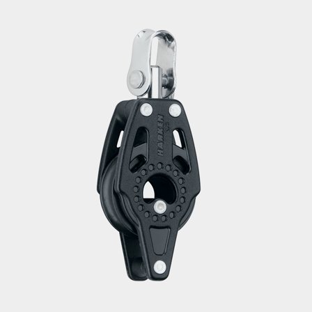 Enkelblock med schackel Harken Carbo Air 29 mm, roterande, glidlagrat, med hundsvott, passar tampar Ø4 - 8 mm (341)
