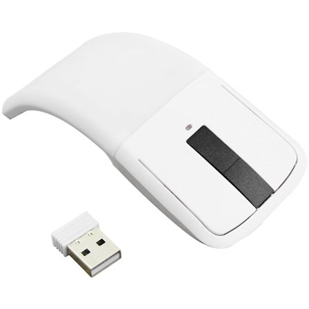 Trådløs mus, sammenleggbar mus, berøringsmus, USB-mus for Microsoft Mouse, fotoelektrisk mus + berøringsrulle, hvit