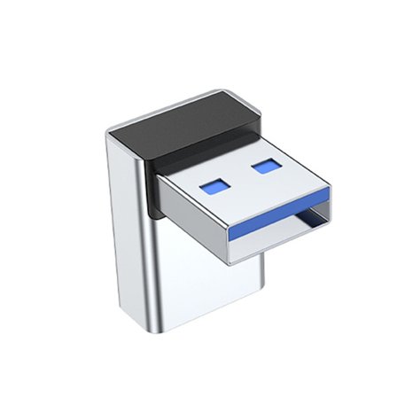 USB 3.0 Hane till Hona 90 Graders Rätvinklig Förlängningsadapter USB Uppåtriktad Anslutning Datasynkronisering för Laptop USB-Fläkt Silver