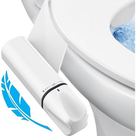 Toilet bidet tilbehør, ultratynd ikke-elektrisk sprøjte, selvrensende sprøjte, justerbart vandtryk, dobbelte dyser til feminin/bageste brusebad.
