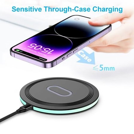 Samsung Galaxy S24/S23 Ultra/S22/S21/Z Flip 6 5.15W Trådløs Lader iPhone 15 14 Trådløs Lader (Svart)