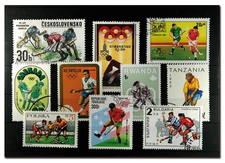 Hockey på plæne 10 forskellige frimærker