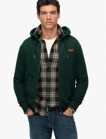 Superdry Essential Logo Zip Hoodie Hb - Green - S