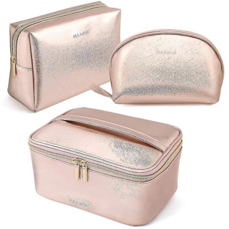 3 Pcs Makeup Bag Portable Travel Cosmetic Bag Large Makeup Bag Organizer With Gold Zipper Waterproof Toiletry Bags For W