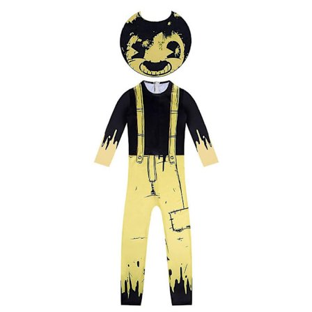 Bendy And The Ink Machine Kostym Barn Cosplay Halloween Maskeradklädsel Outfit-Svart Gul