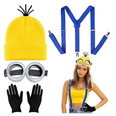 4 st Minions Halloween Kostym Tillbehör för Vuxna Blå