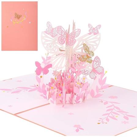 3D Pop Up -onnittelukortti Perhonen Kukka Joulukortti Kimppu Y