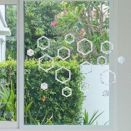 Iskunkestävät ikkunavaroitustarrat, lintujen siluetit, lasioven suojaus ja lintujen pelastus, läpinäkyvä (16 siluettia)