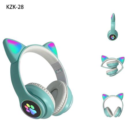 Barnehodetelefoner med mikrofon/RGB LED-lys, Bluetooth-hodetelefoner/Skole//Smarttelefon-Grønn