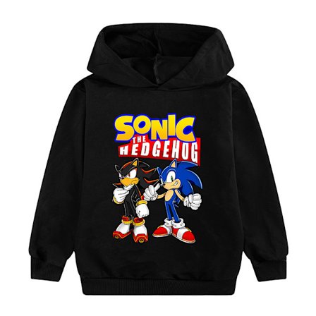 Sonic Fashion Cartoon Print Hættetrøje Sød skjorte til børn drenge H sort