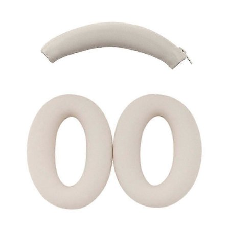 For Sony WH-XB910N Headphones Headband + Ear Pads Set Silicone Protective Cover - Black Beige