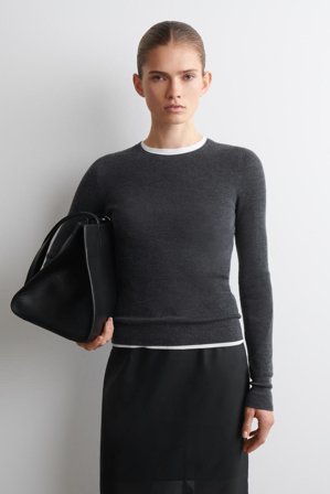 COS Women's Merino Wool Long Sleeve Top in Grey