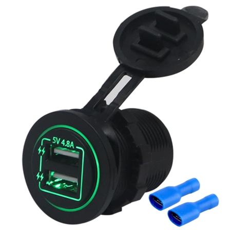 Kaksois- USB laturipistoke, vedenpitävä power Pikalataus LEDillä 12V/24V autovene Marine ATV:lle