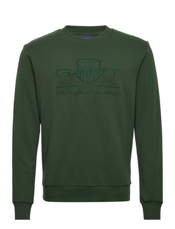 D1. Tonal Archive Shield C-Neck Sweatshirt Trøje Grøn GANT