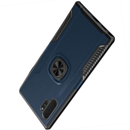 Sileä kansi sormustelineellä (Leman) - Samsung Galaxy Note10+ Mörkblå