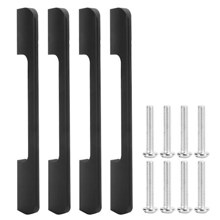 4 sett skap- og skaphåndtak i aluminiumslegering, 192 mm borediameter, svart