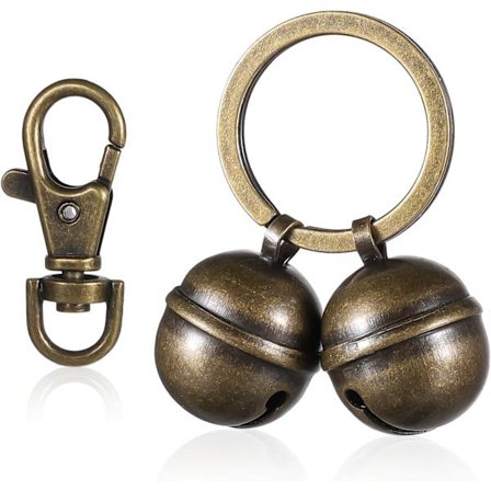 2 stk. Kobberklokker til hundehalsbånd med snaplåse, ekstra høje hunde- og katteklokker, kobberklokke, vintage kobberhalsbånd, charms vedhæng med 