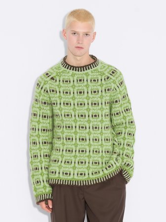 Holzweiler Norwegian Wool Crew - Green Mix - Men's - M