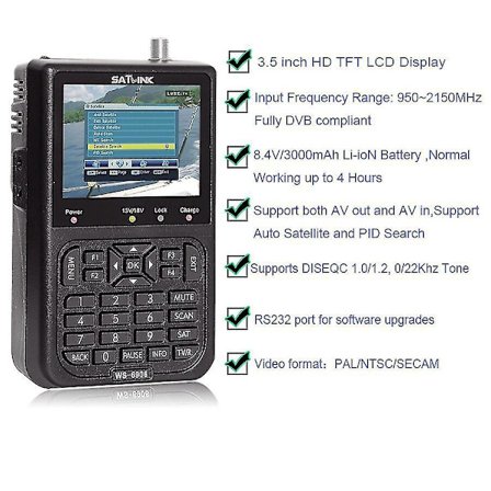3,5 tommer LCD Satlink WS 6906 Satellitfinder DVB-S