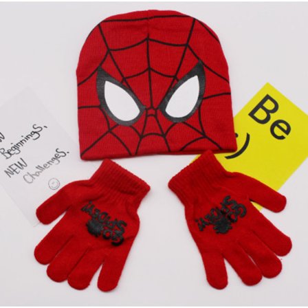 Halloween Boys SpiderMan strikket lue og hansker Cosplay Z