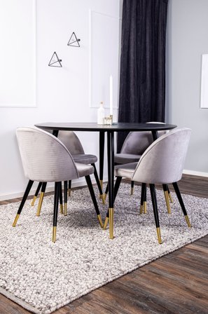 Venture Home - Matgrupp Doris bord och 4 st Velvet stolar - Grå - Matgrupp 4 personer - Från Homeroom