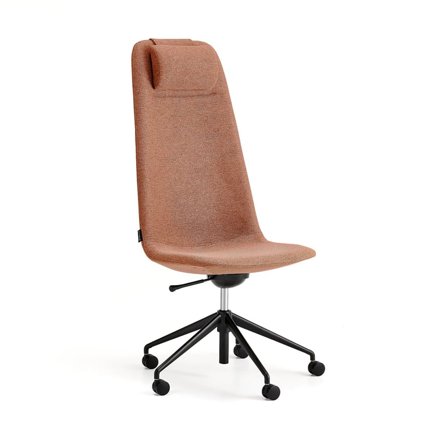 Chair LANGLEY, high seat, wheeled, black/copper