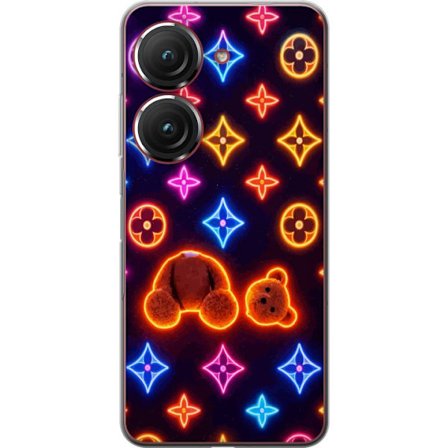 Yhteensopiva Puhelinkuori Asus Asus Zenfone 9 Neonvärisellä ylellisellä kuviolla, jossa hehkuvia nalleja pop-taide-esteetiikassa