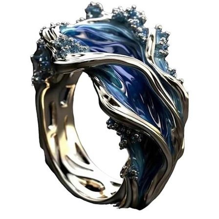 Vintage Dam Havsvågsring Enkel Iögonfallande Ring att Bära (FMY)