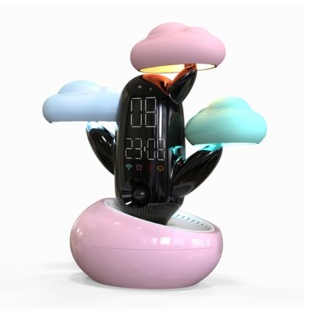 Cloud Weather Time Light Multifunktionell Smart Induktion Barn Wake Up Alarmklocka (Rosa)