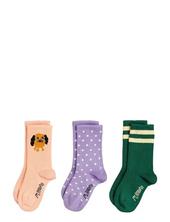 Mini Rodini Doggie 3-Pack Socks - Pink - 36/39