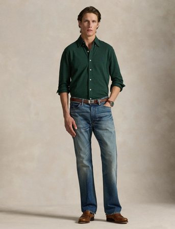 Polo Ralph Lauren Featherweight Mesh Shirt - Khaki green - XS