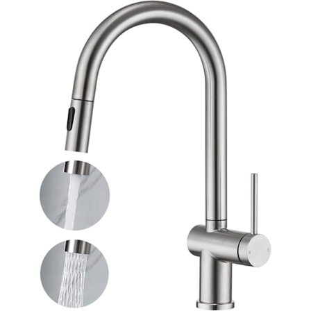 Udtrækkelig køkkenhane med 2-positionsspray, moderne rustfrit stål