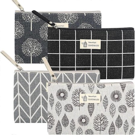 4-pak Lærreds Kosmetiktasker, Bærbare Rejse Makeup Toiletartikler Opbevaringstasker til Kosmetik Makeup Kvinder Piger Ferie Rejsetasker