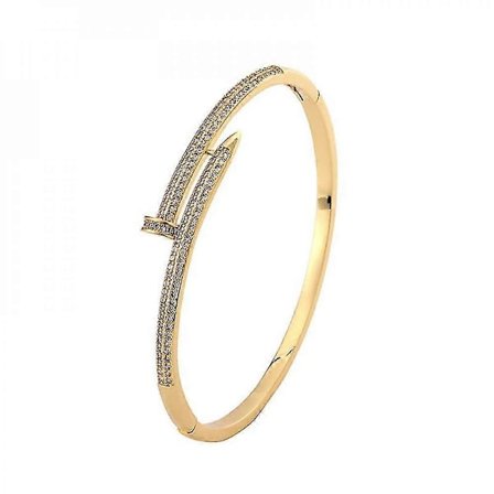 Nagelarmband Armring 2st Set Guld Silver Med Cubic Zirconia Stenar Födelsedagspresent Till Honom Hennes Kvinnor Tonårstjejer EXZ NIP