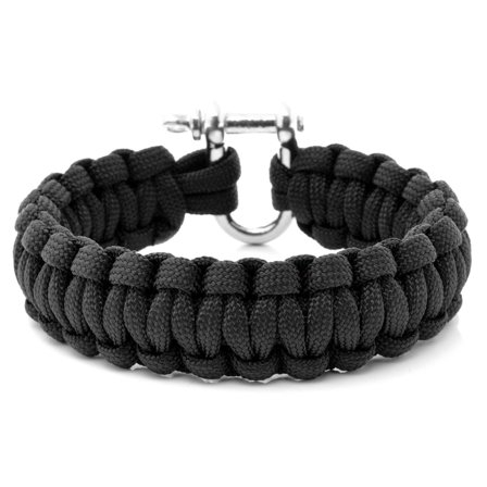 Pulsera negra de cuerda de paracaídas para hombres - Pulsera de supervivencia
