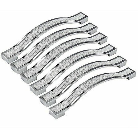 6x 128mm Krystall Dørhåndtak Dekor Dørknott Skapknott a