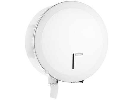 KATRIN Dispenser Gigant L hygienisk, manuell, borstad metall, vit - Lyreco - Städ och hygien - Toalettpapper och torkpapper - Hållare - Torkrullar