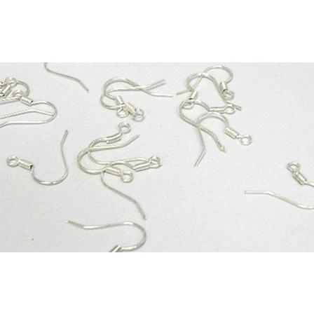 100 St. (50 Par ) Nickelfria Silverpläterade Öronkrokar 15 Mm.