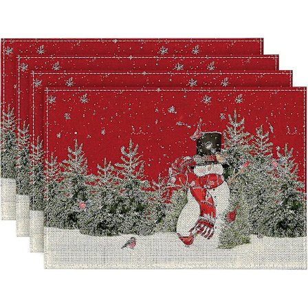 4 stk. snemandstræer juleplaceter til spisebord, 12x18"