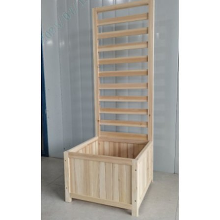 Udendørs Plantekasse med Trellis COSTWAY, Drænhuller, 2 i 1 Hævet Plantekasse i Træ til Klatreplanter, Naturlig